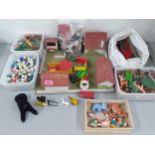 A vintage farm play set, a vintage zoo play set, a small quantity of Meccano, marbles, and other