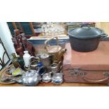 Mixed African brassware and mixed 20th century metalware to include a Victorian watering can,