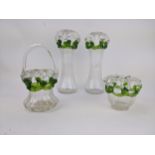 Four Victorian Brides Bank glass vases with fluted ornament, the largest 26cm high, Location:6.3