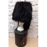 Scottish Pipers black ostrich feather bonnet with red diced woollen band, black rosette with no clan