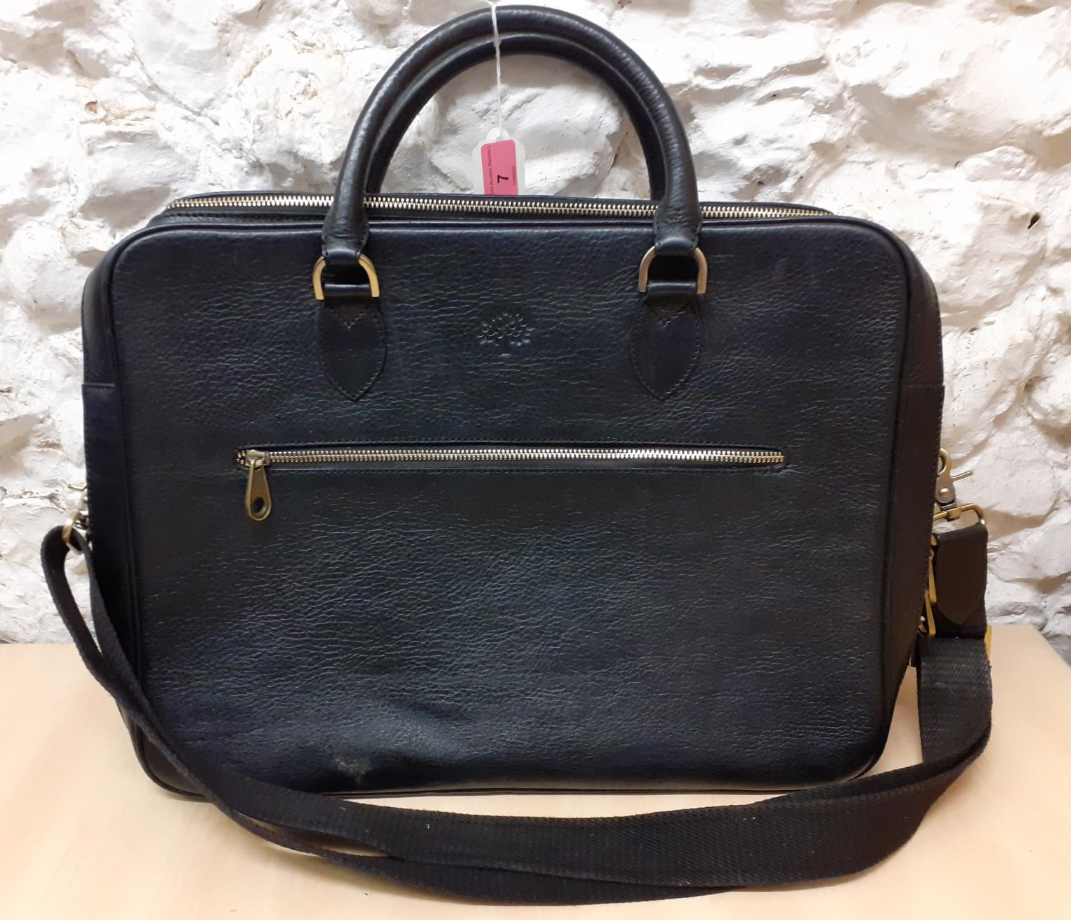 Mulberry-A black soft leather laptop bag, serial number 026904 having a ...