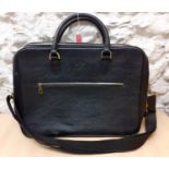 Mulberry-A black soft leather laptop bag, serial number 026904 having a green lining with mulberry