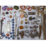 Mixed costume jewellery to include a white metal charm bracelet and a quantity of loose charms, a