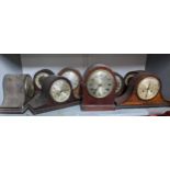 A quantity of mahogany, walnut and oak cased early 20th century mantel clocks (9) Location: