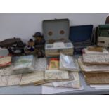 A mixed lot to include a set of Victorian weighing scales, Ordnance Survey maps, Grundig reel-to-