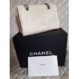 Chanel-A 2016 cream 'Korean Garden' large shopping tote quilted calf leather hand bag, serial no: