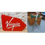 Virgin-Circa 1990's, a logo promotional point of sale painted perspex sign, 60cmWx40cmH (at widest