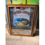 A late 20th century Southern Comfort advertising mirror, in a walnut frame Location: