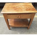 An early 20th century fruitwood side table with shelf below and single drawer Location: