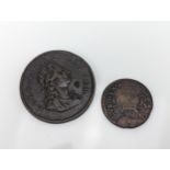 Irish Interest - 1821 'Luke XX' Penny together with James II 'Gun Money' Sixpence dated 168*