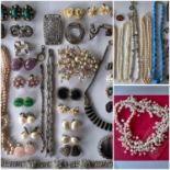 Mixed 20th Century costume jewellery to include Coro clip-on earrings, early 20th Century