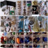 A mixed lot comprising loose Venetian and painted glass beads, modern costume jewellery and ladies