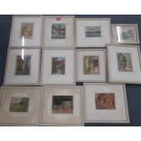 Cedric Grant - a group of 11 mixed watercolours, signed, in whitewash frames Location: A2M