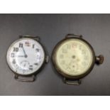 Two gents trench watches to include one with inscription, gifted to Sergeant E. Hammond by Major E.G