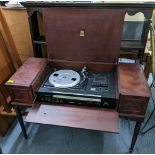 A vintage Dynatron SRX 32 music centre in a mahogany case, 65cm h x 101cm w, a Victorian rosewood