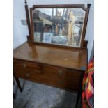 Edwardian mahogany dressing chest with rectangular swing mirror, base with two short over one long