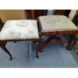 Two vintage stools, one early 20th century example in walnut with ball and claw feet Location: