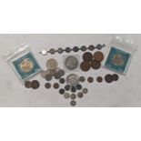A mixed collection of British coins to include an 1836 William IV fourpence, along with mixed