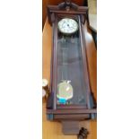 A reproduction mahogany cased Vienna style regulator clock. Location:A1B