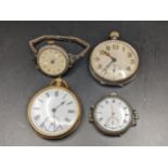 Two pocket watches together with a converted fob watch and a wristwatch Location: