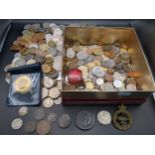 19th century and later world coins to include cartwheel penny, 1835 quarter rupee, buffalo nickel, a