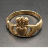 A 9ct gold Irish Claddagh ring, total weight 5.6g Location: