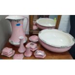 An Edwardian pink glazed wash set. Location:RWB