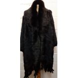 Marina Rinaldi-A modern black rabbit fur jacket with black mink tail fringe, size Large up to 46"