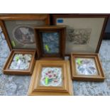Pictures to include three framed tile plaques, a print of Freddy's first day at Henley, along with a