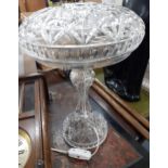 A silver plated and cut glass table lamp have two bulbs with later restoration together with an