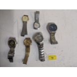 A group of Seiko and other gents wrist watches to include Seiko Kinetic 100mm watch with Japanese