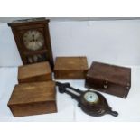 Treen to include fair boxes, an early 20th century clock and a barometer. Location: