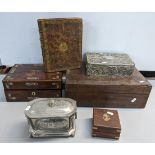 Boxes to include one in the form of a book, a rosewood vanity case and others Location:
