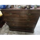 Late Victorian walnut chest of two short and three long drawers, on plinth base, 104cm x 106cm x
