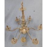 A 20th century chandelier having six arms with leaf decoration, Location: SR Ceiling