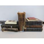 Leatherbound books, a bone bound book, a vellum bound book and others Location: