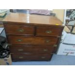 Edwardian mahogany military style chest of two short and three graduated long drawers, insert