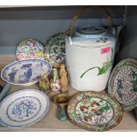 A mixed lot to include ceramics and porcelain together with 00gauge items, silver plated items, a