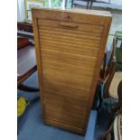 An early/mid 20th century oak roll top filling cabinet, 115h x 47w Location:LAF