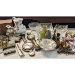 A mixed lot to include silver plate, ceramics, glass and collectables to include vases, silver