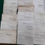 Fourteen indentures, mostly 19th century Vellum Mortgages, Conveyances, Release and Assignments to