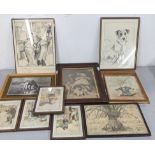 Mixed framed and glazed prints to include Songs of Long Ago, the Gipsy's Warning and others, a