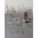 Mixed glassware, mostly decanters, glass models to include an eagle, swans, turtles and others,