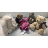 A group of five mixed teddy bears to include Steiner 'Lily the Pink' and one other, along with The