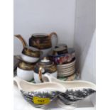 A pair of Clarice Cliff Ton Quin sauce boats A/F and mixed ceramics, Location: 1:3