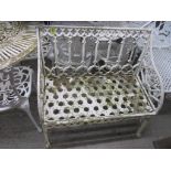 A two seater white painted metal garden bench, Location: