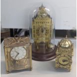 A mid 20th century Hermel mantel clock under dome in the form of the Elizabeth Tower (Big Ben), a