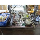 A mixed lot to include Wedgwood jasper ware and other mixed ornaments, mixed metal ware to include