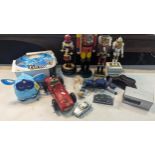 A mixed lot to include a Perspex cased model of an Aston Martin DB7 Zagato, boxed model Mercedes-