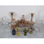 Mixed glassware to include Isle of Wight art glass, dressing table set, and other items Location:9.5